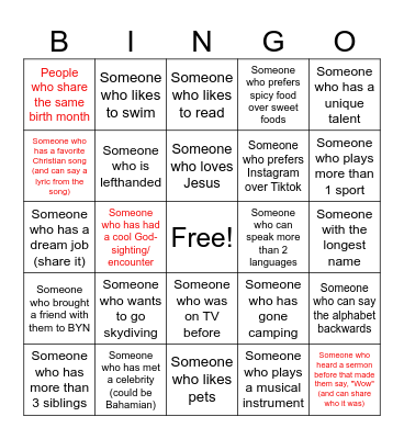 Human Bingo Card