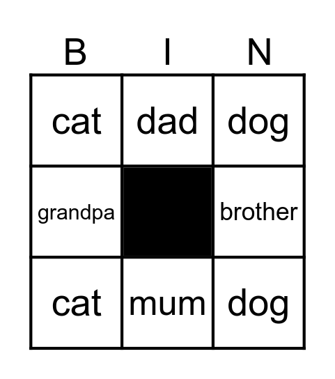 FAMILY Bingo Card