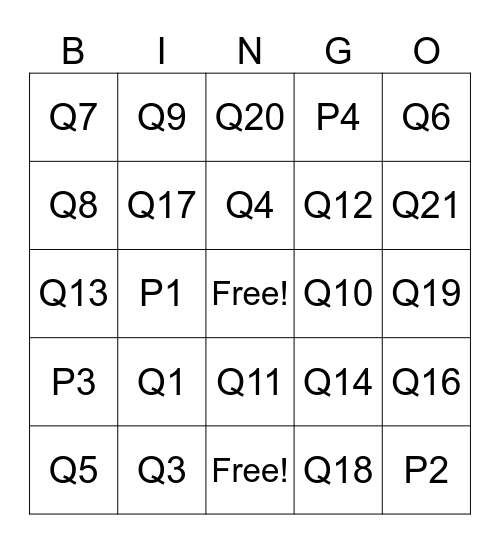 CSSD 1101 Module 3 Bingo Card