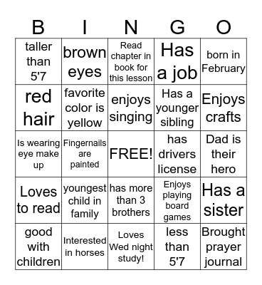 HUMAN BINGO Card