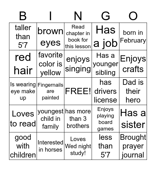 HUMAN BINGO Card