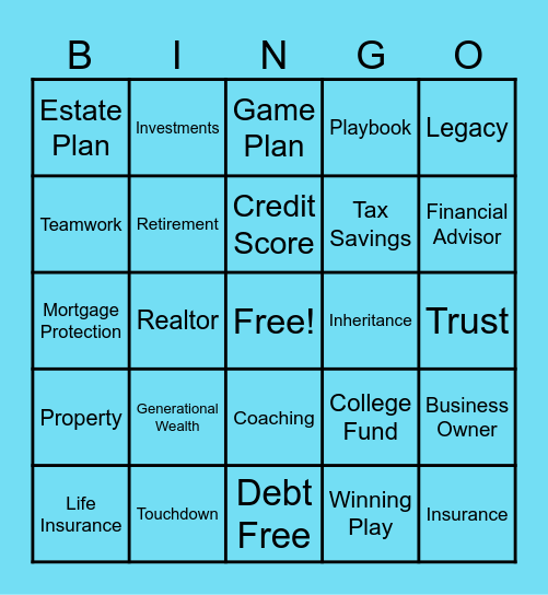The Wealth Playbook Bingo Card