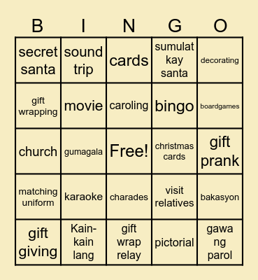 Christmas Bingo Card