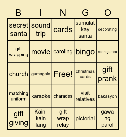 Christmas Bingo Card