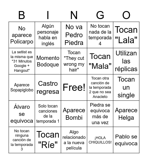 31 MINUTOS TINY DESK Bingo Card