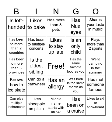 Icebreaker Bingo: Find Someone Who Bingo Card