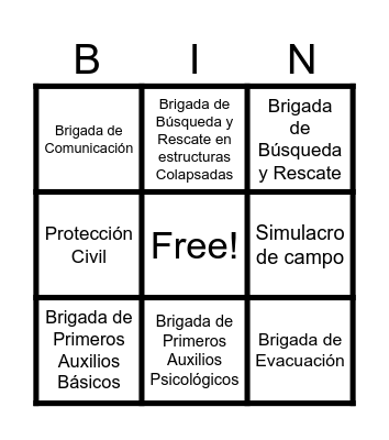 PROTECCIÓN CIVIL Bingo Card