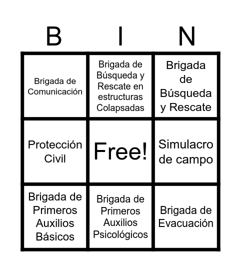 PROTECCIÓN CIVIL Bingo Card