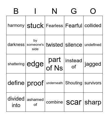 What It Sounds Like Vocabs Bingo Card