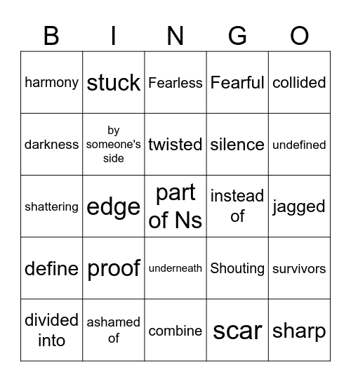 What It Sounds Like Vocabs Bingo Card