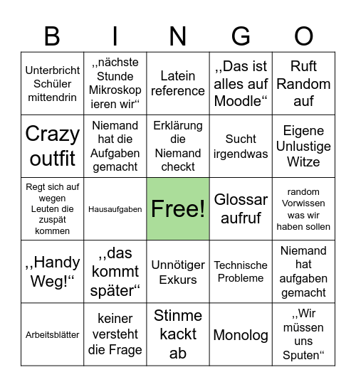 KRIEGER BOßLE BINGOOO Bingo Card