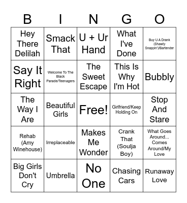Billboard 2007 Year-End Bingo Card