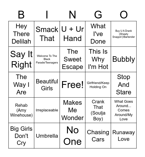 Billboard 2007 Year-End Bingo Card