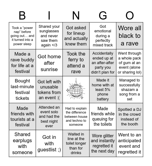 Techno Ladies Bingo! Bingo Card