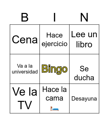 Rutinas diarias Bingo Card