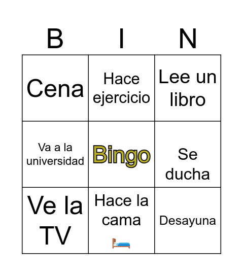 Rutinas diarias Bingo Card