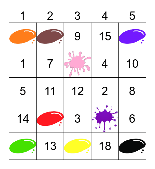 Vegetables and Colors Bingo Card