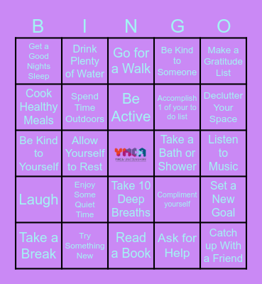 Mental Health Day Bingo Card