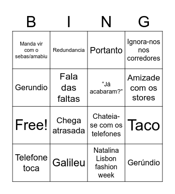 Natalina Bingo Card