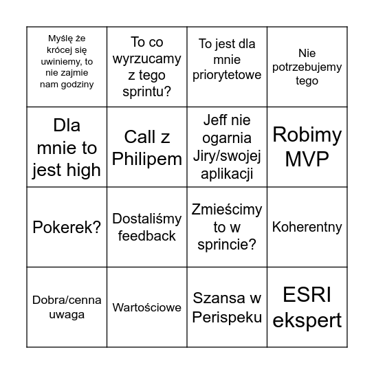 Enterprise planning bingo Card