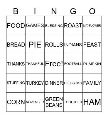 THANKSGIVING BINGO Card