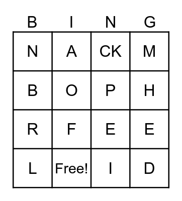 Sounds Bingo Card