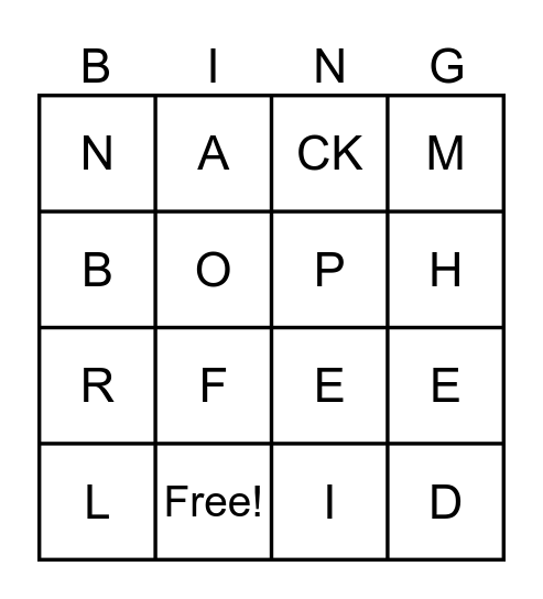 Sounds Bingo Card