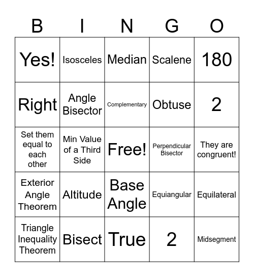 Math 2 Unit 2 Quiz 2 Review Bingo Card