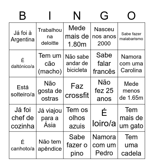 Violeta & Pedro Bingo Card