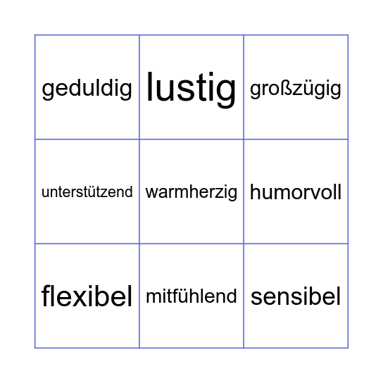 Eigenschaften Bingo Card