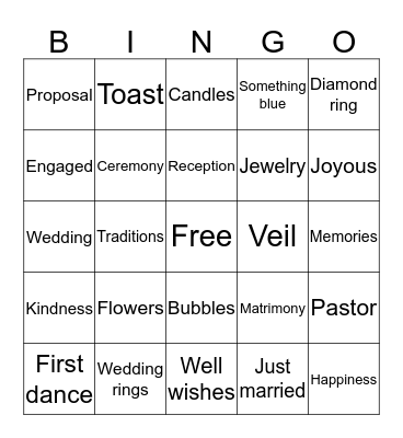 Falling in Love Wedding Bingo Card