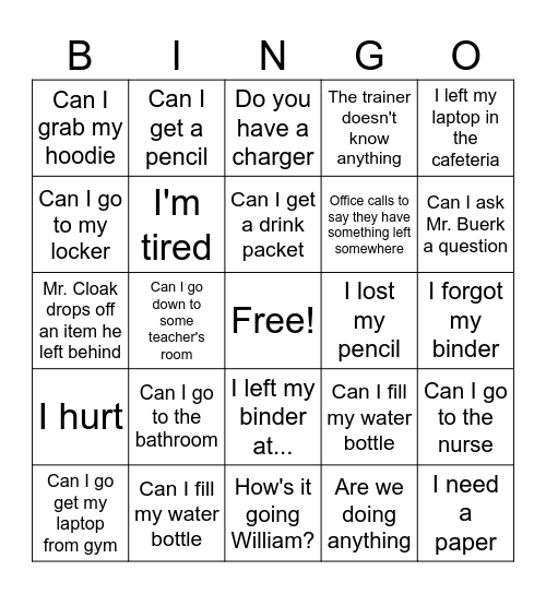 Jimmy Bingo Card