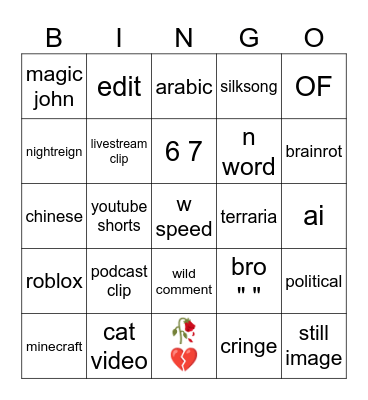reels bingo Card