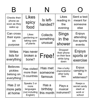 BINGO!!! Bingo Card