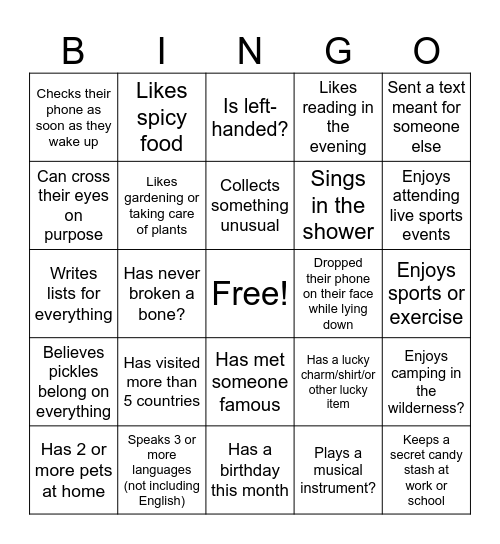 BINGO!!! Bingo Card