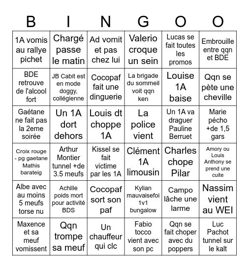 BINGOO WEI Bingo Card