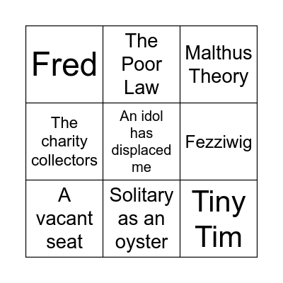 A Christmas Carol Bingo Card