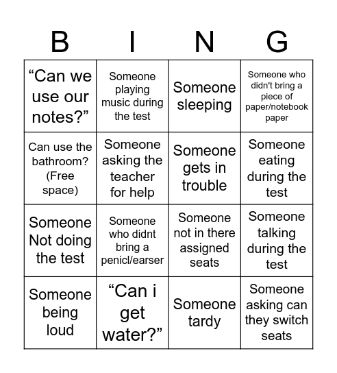 Math bingo Card
