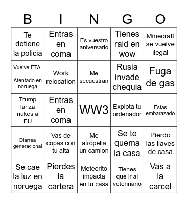 Minecraft Bingo Card