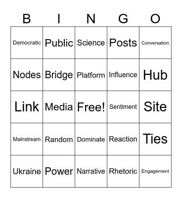Network Rhetoric Bingo Card