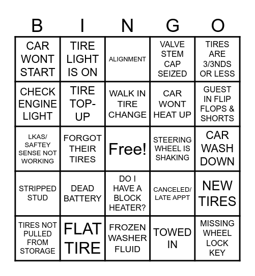SNOWDAY BINGO Card