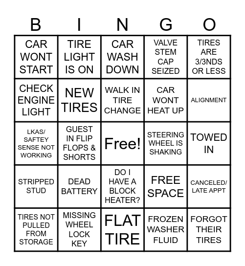 SNOWDAY BINGO Card