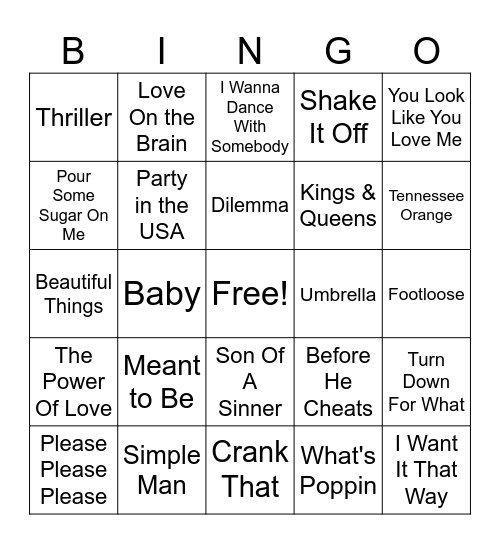 Music Bingo Card