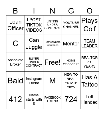 REALTOR® ICE-BREAKER Bingo Card
