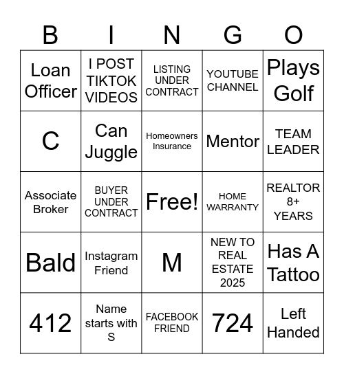 REALTOR® ICE-BREAKER Bingo Card