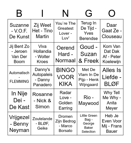 HOLLANDSE HITS Bingo Card
