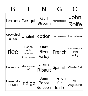 Age of Exploration Bingo Card