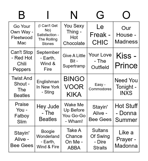 HITS VOOR 2000 Bingo Card