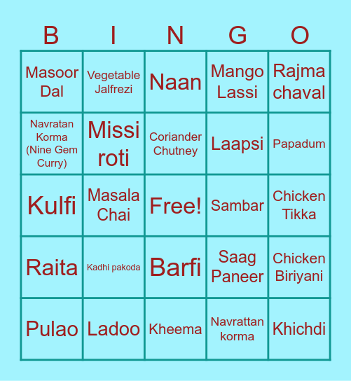 Half Hour Hangout Bingo Card
