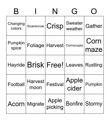 FALL BINGO Card